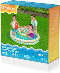 Bestway otroški napihljivi bazen 3 v 1 z žogo in obročem, 122 cm