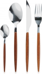 16-delni set jedilnega pribora iz nerjavnega jekla z lesenim videzom ročajev