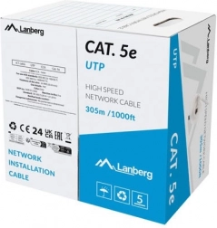 Lanberg mrežni kabel UTP Kat.5E 305m sivi Fluke prestal test