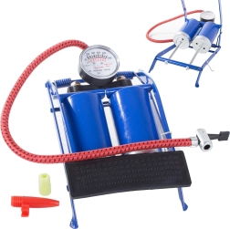 Nožna avtomobilska tlačilka z dvojnim batom in nastavki za kolesa