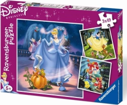 Ravensburger sestavljanka Disney princese Sneguljčica, Pepelka in Ariel 3×49 koščkov