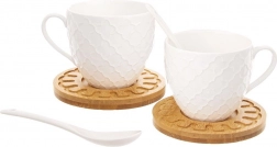 Porcelanasti skodelici s podstavki WHITELINE 250 ml, set 2 kos
