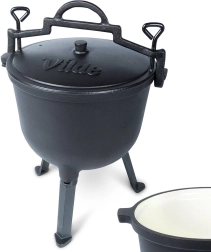 Železniški kotliček z pokrovom na nogicah 10 l s emajlirano notranjostjo