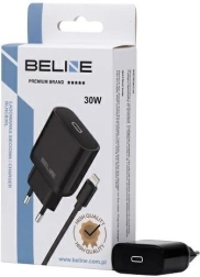 Omrežni polnilec 30 W GaN USB‑C s kablom Lightning – črna