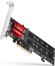 AXAGON PCIe x8 adapter za 2× M.2 NVMe z RAID, združljiv brez bifurkacije, polna in nizkoprofilna zapora