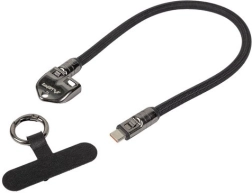 Lanberg USB-C kabel z obeskom in paščkom 30 cm 240 W črn