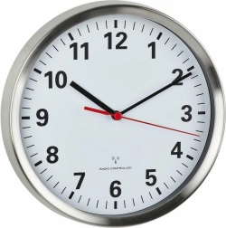 TFA radijsko vodena analogna stenska ura iz nerjavnega jekla