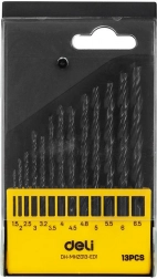 Komplet svedrov HSS DELI TOOLS, 13 kosov (1,5–6,5 mm)