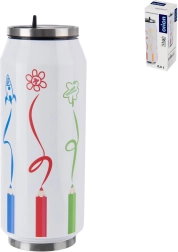 Termo skodelica v obliki pločevinke z motivom barvic 500 ml