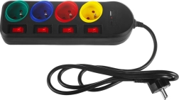 Prenapetostni podaljšek MACLEAN 4 vtičnice z izklopniki in USB-A/USB-C 1,5 m