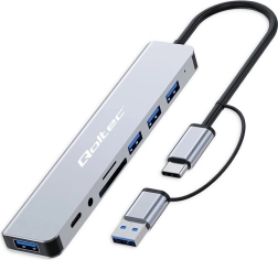 HUB adapter 8-v-1 USB-C/USB s podporo SD/TF kartic in priključkom Jack 3,5 mm