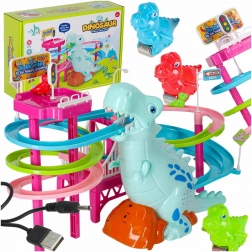 Dirkalna steza dinozaver s toboganom, premičnimi stopnicami, LED in zvokom