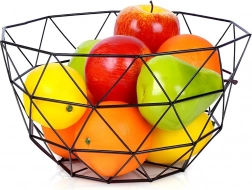 Kovinska košara za sadje z odstranljivim kavljem, črna