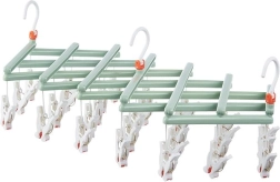 Zložljiv obešalnik za perilo s kljukicami, 29 sponk, zelen