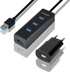 HUE-S2BP 4-portni USB 3.2 Gen 1 razdelilnik za polnjenje, 1,2 m kabel, omrežni napajalnik
