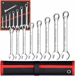 Set ragljevih obročnih-ploskih ključev 8 kosov 8–22 mm z etuijem