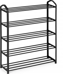 Kovinski stojalo za čevlje s 5 policami, črno