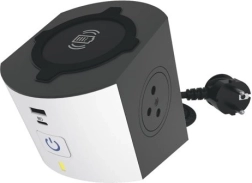 Multifunkcijska razdelilna kocka z brezžičnim polnjenjem Qi in USB A/C, 2 vtičnici, 2 m kabel