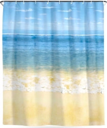 Vodoodporna tuš zavesa s kavlji Plaža 180 × 180 cm