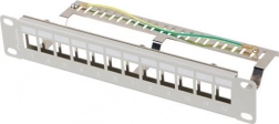 Patch panel 12 vrat 1U 10" FTP z organizatorjem za keystone module, siv
