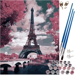 Slikanje po številkah 40 × 50 cm – Eifflov stolp na okvirju