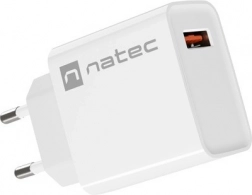 omrežni polnilec NATEC Ribera 1× USB‑A 18 W bel