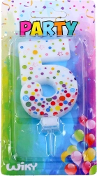 Zabavna svečka številka 5 s pikami