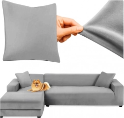 Pregrinjalo za kotno zofo RUHHY - temno siva elastična velur 145 - 185 cm