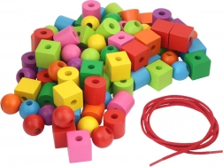 Pisane lesene maxiperle z vrvico za nizanje 92 kos