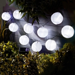 Solarna svetlobna veriga z belimi lampijoni in hladno belimi LED-lučkami, 2,5 m