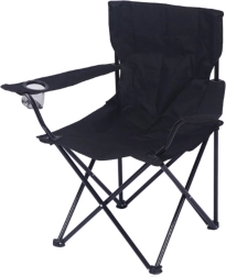 Zložljiv turistični ribiški stol – črna barva