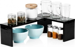 Kotna kuhinjska polica, črna, 47 × 32 × 15,5 cm