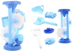 Otroški modri mlinček za pesek in vodo z modelčki