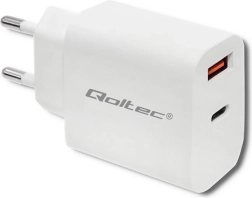 Omrežni polnilec 18W USB-C PD in QC 3.0 Bel