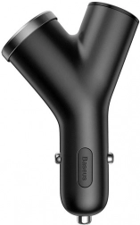 Avtomobilski polnilnik Baseus tipa Y, 2× USB 3,4 A, 40 W – črna