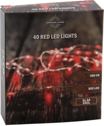 Svetlobna veriga 40 LED, rdeča, 2 m, na baterije