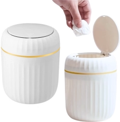 Mini koš za smeti z odpiralnim pokrovom bel