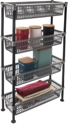 Ozek 4-nadstropni kopalniški regal GREY 50 × 19,5 × 83 cm