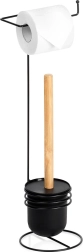 Toilet Paper Holder with Brush, Black, 53 cm