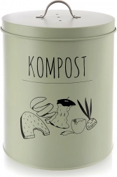 Kuhinjski kompostnik z oglenim filtrom GREENISH 8 l zelen kovinski