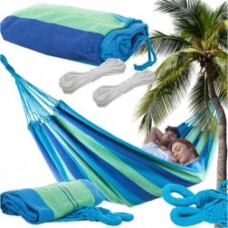 Dvojna vrtna viseča mreža XXL 200 × 150 cm, črtasta, z vrečko