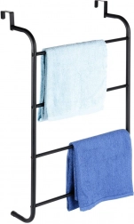 Kovinski črn viseči držalnik za brisače preko vrat