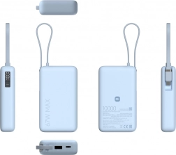 Power banka 10000 mAh z integriranim kablom 67 W Ice Blue