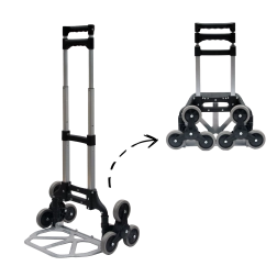 Folding aluminium stair-climbing hand truck with six wheels, load capacity 35/70 kg