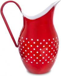 Emajliran rdeč vrč s pikami TECKA 2,5 l