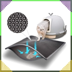 Črna dvoplastna podloga za mačje stranišče XXL 60 × 45 cm