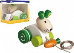 Leseni vlečni zajček s korenčkom za prve korake