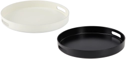 Okrogel servirni pladenj z ročaji 33 cm belo-črn