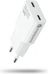 Omrežni polnilec everActive GaN super slim 30 W z 2× USB‑C