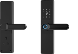 Pametna kljuka Tuya, elektronska ključavnica s prstnim odtisom, kodo, Wi-Fi, RFID - črna